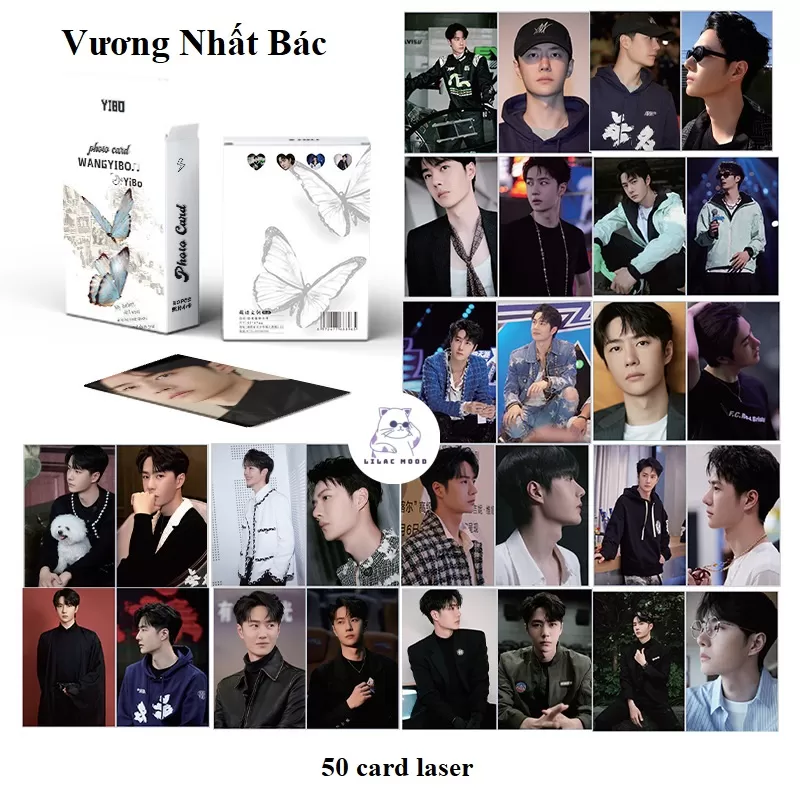 Vương Nhất Bác | Hộp thẻ card laser 50 tấm / Polaroid Photo card Lomocard