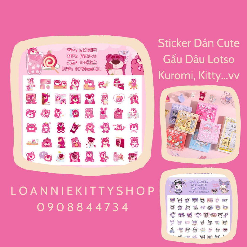 CÓ SẴN >> set 100 sticker nhựa PVC đủ mẫu chống nước dán đc mọi bề mặt