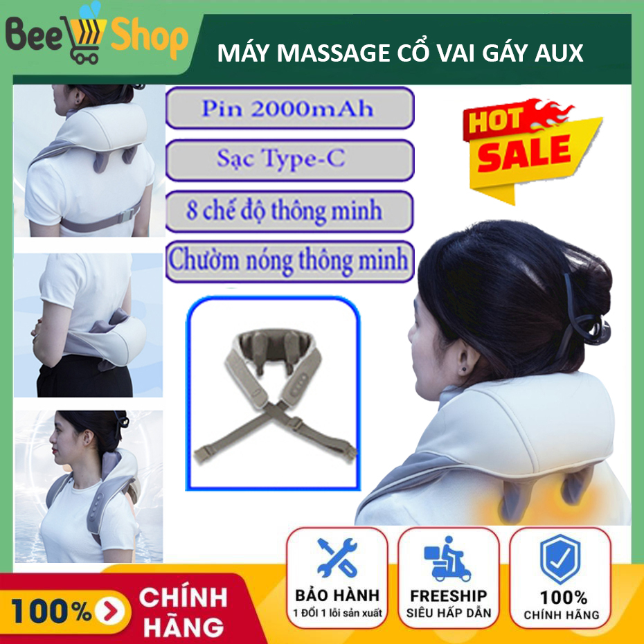 Máy massage cổ vai gáy AUX, đai massage đa năng mô phỏng kỹ thuật massage số 8 cải thiện sức khoẻ tổng thể, BH 12 tháng