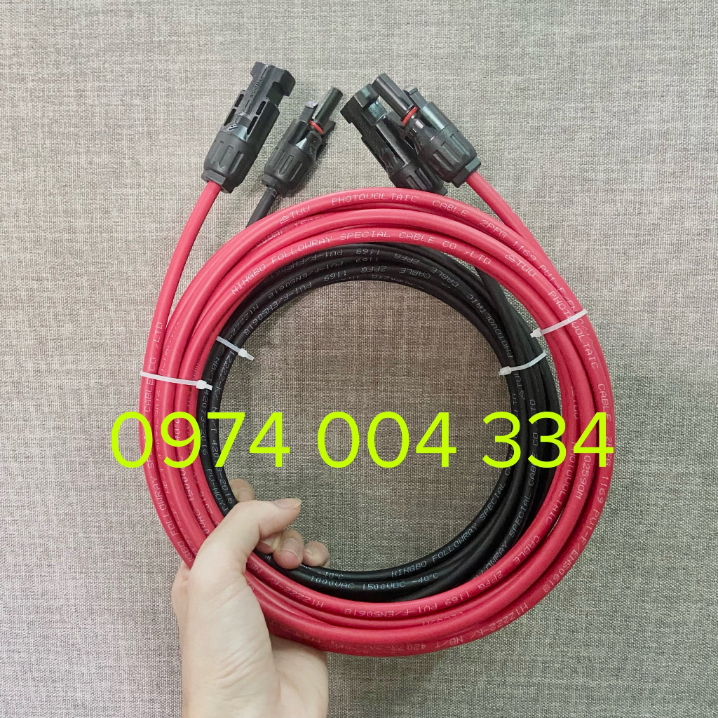 05 mét đôi dây điện PV/DC 4.0 bấm sẵn 2 đầu MC4 để nối dây