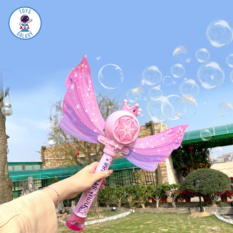 Đồ Chơi Gậy Thổi Bong Bóng Xà Phòng Công Chúa Tuyết Elsa Có Nhạc Và Đèn Tặng Kèm Pin, Dung Dịch Bong Bóng Gậy Phép Thuật