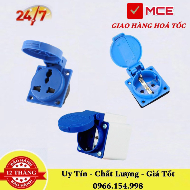 Ổ cắm điện 2 chân 16A dạng hộp dùng cho máy phát điện Ổ cắm Điện 1 pha 2 lỗ 10-16A 1 pha 3 lỗ 10A-16A