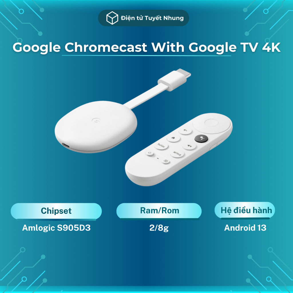 Google Chromecast 4k 2/8g 2023, Có Netflix, Truyền Hình, Bóng Đá Free - Android Box GGTV 13, TV Box Lỗi 1 Đổi 1 12 Tháng