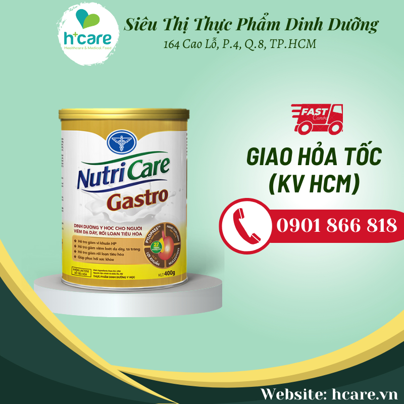 Sữa bột Nutricare Gastro 900g- Dinh dưỡng cho người viêm dạ dày, rối loạn tiêu hóa