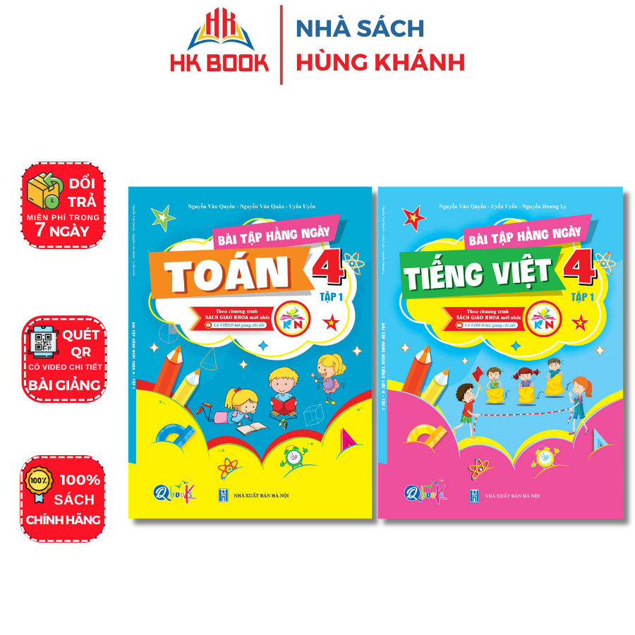 Sách - Combo 2 cuốn Bài tập Hàng Ngày Môn Toán, Tiếng Việt Lớp 4 - Tập 1 - Kết nối tri thức với cuộc sống - QK 420