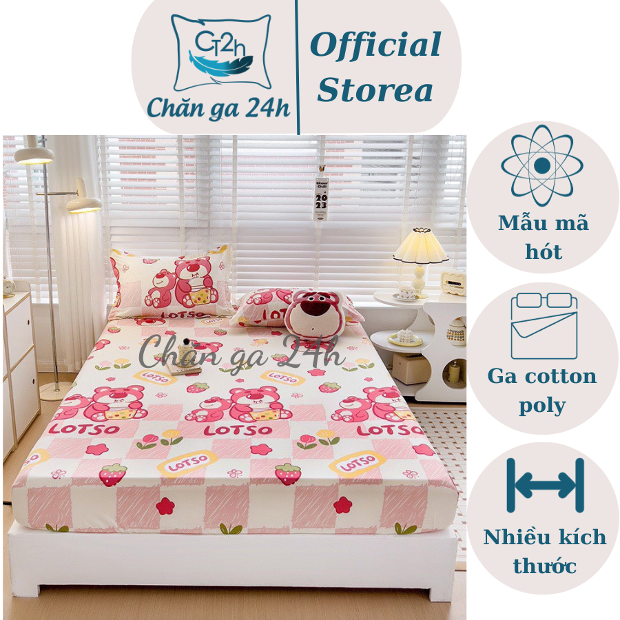 Bộ Ga Chun Và 2 Vỏ Gối Cotton Poly Mềm Mại