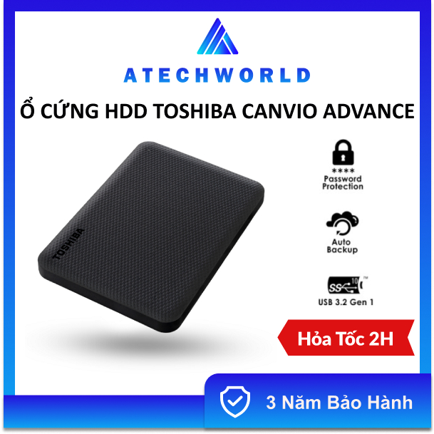 Ổ Cứng Di Động HDD Toshiba Canvio Advance 2TB USB 3.2 Gen 1 - Hàng Chính Hãng - BH 3 Năm - Có Xuất VAT