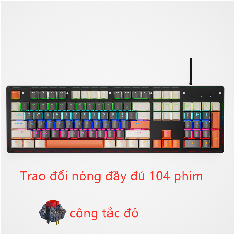 Bàn phím máy tính LEAVEN K880 PRO Hiệu ứng ánh sáng LED RGB mát mẻ có dây 104 phím trò chơi văn phòng Bàn phím cơ