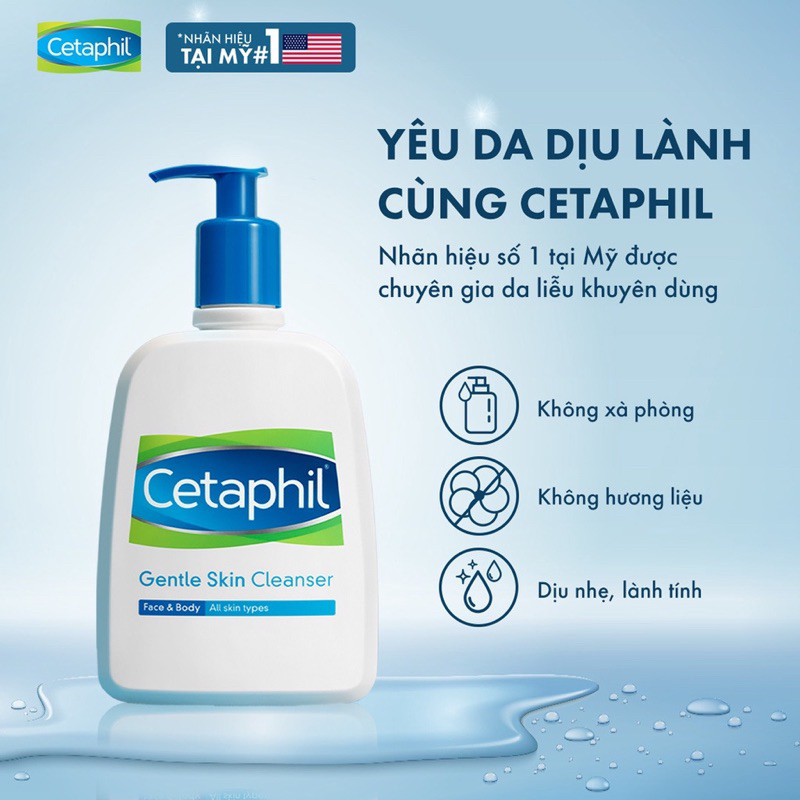 Sữa rửa mặt dịu nhẹ Cetaphil 500ml mẫu mới dành cho da dầu và da nhạy cảm chính hãng