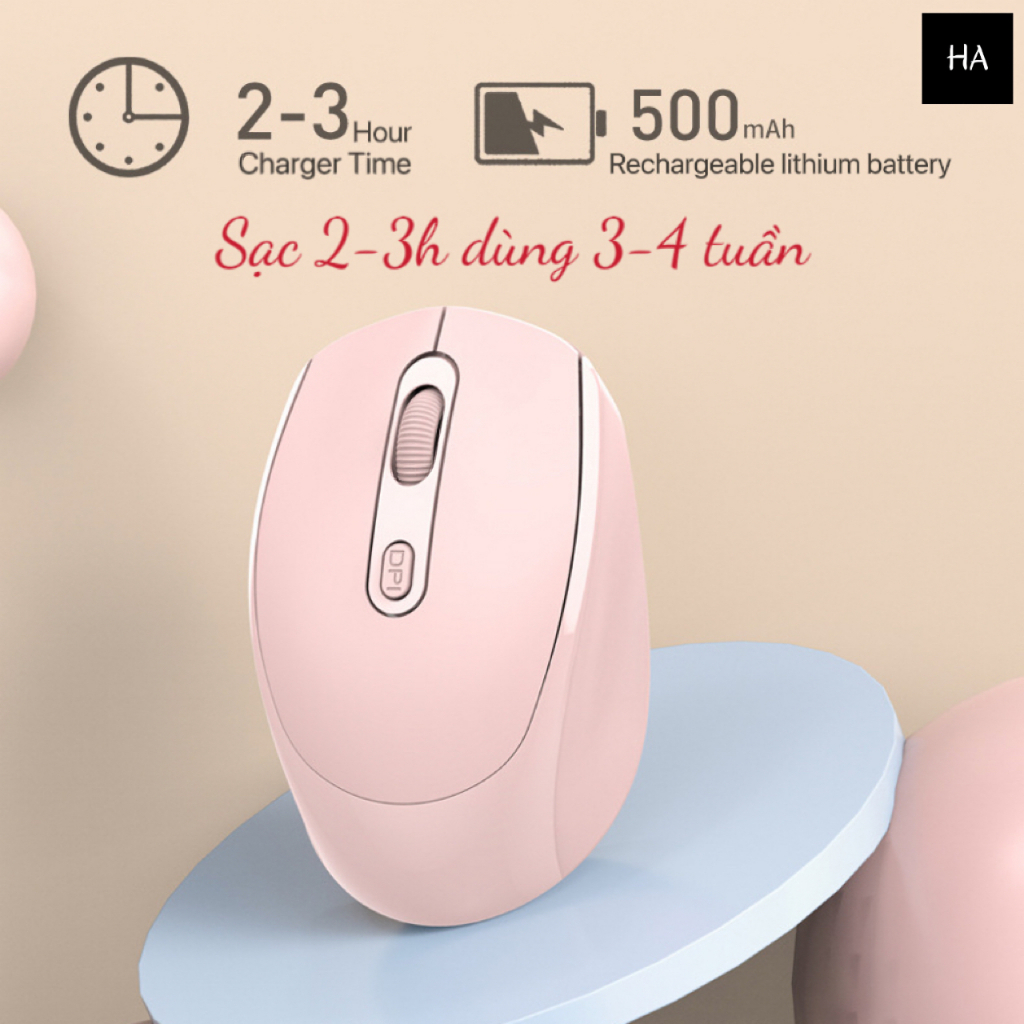 Chuột Không Dây, Chuột Bluetooth 2.4Ghz Pin Sạc Không Gây Tiếng Ồn