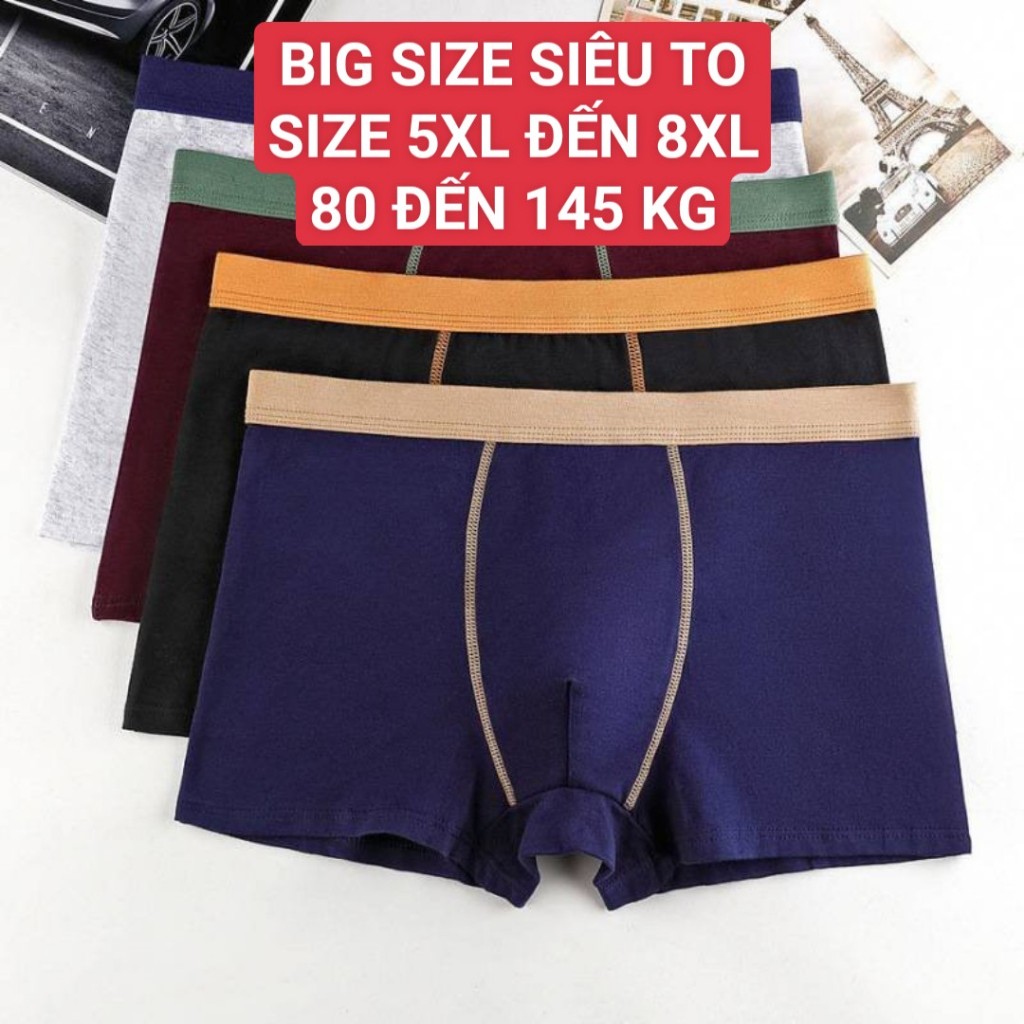 Combo 3 Quần lót nam sịp đùi big size cho người to béo mập size lớn cotton cao cấp thoáng khí từ 80 đến 145 kg