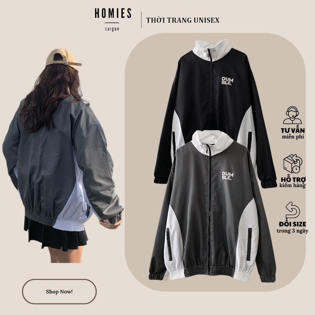 Áo khoác dù 2 lớp form rộng unisex nam nữ DUMBLE TÚI KHOÁ V3 - Homies.saigon