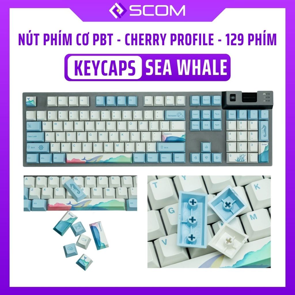 Set keycaps Sea Whale - Set keycaps bàn phím PBT 129 phím OEM profile