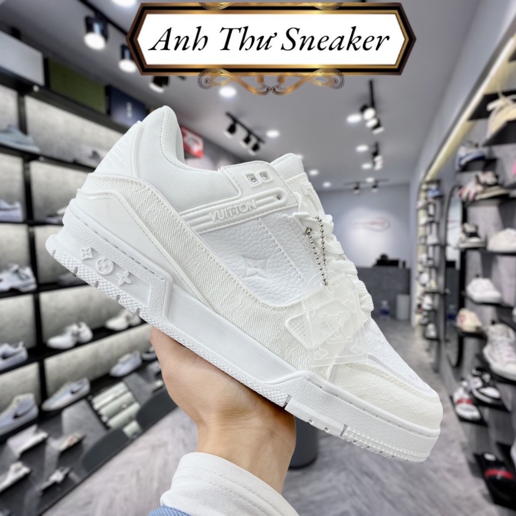 Giày LV Louis Vuitton Trainer Trắng Đen, Giày Sneaker LV Thể Thao Nam Nữ Hot Trend