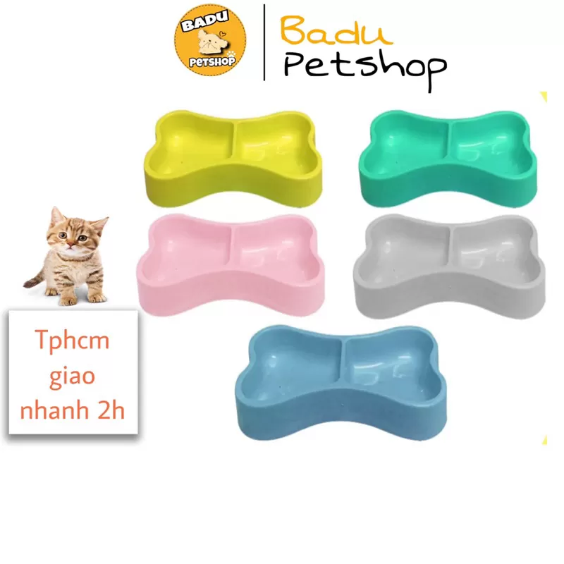 Khay ăn đôi hình khúc xương cho thú cưng