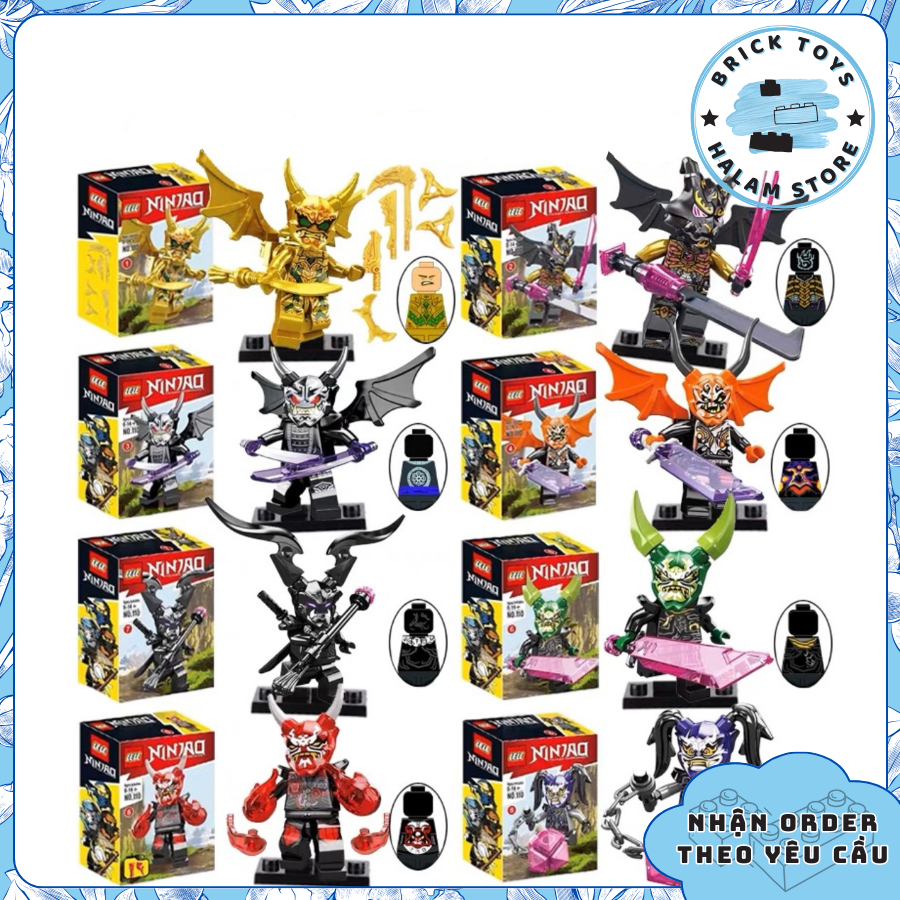 COMBO 8 minifigures lắp ráp Ninjago LELE - Đồ chơi xếp hình nhân vật Garmadon Overlord Oni Lloyd