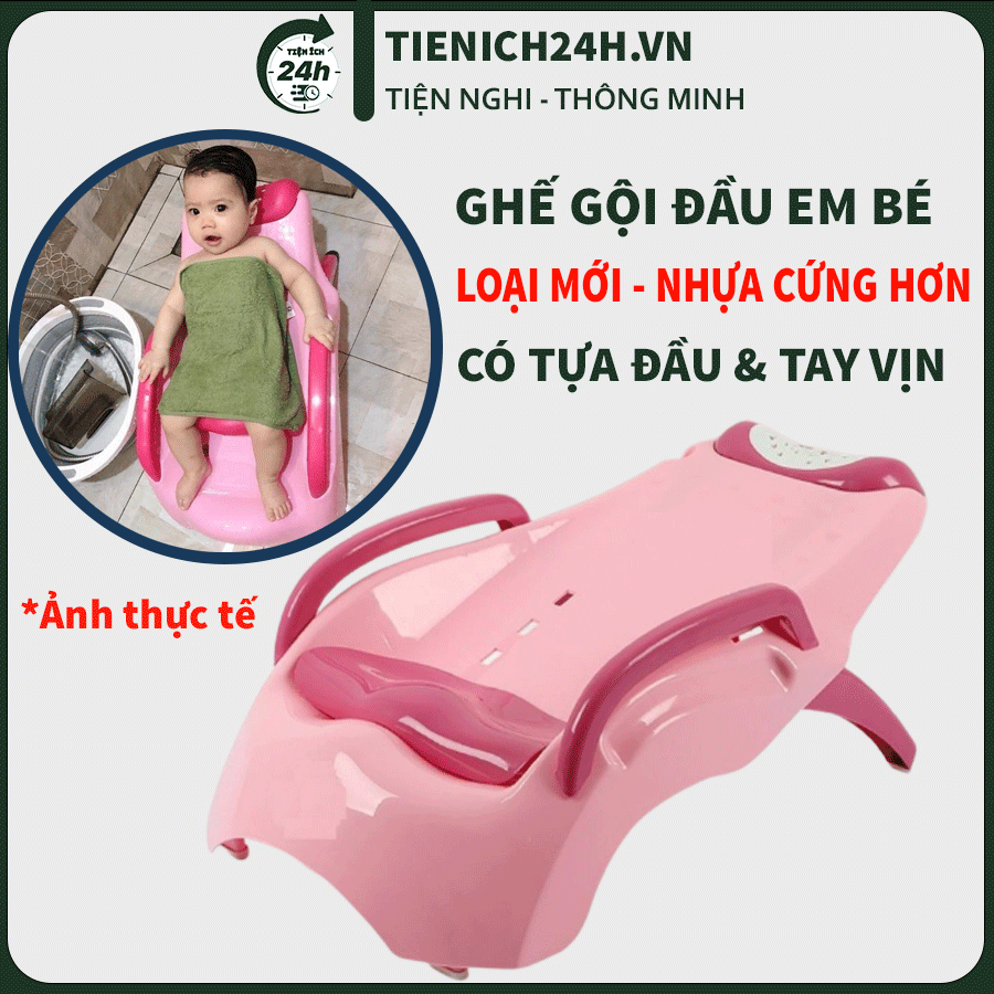 Ghế Gội Đầu Loại Mới Nhựa Cao Cấp, Có Đệm Mông Và Tay Vịn Cho Bé, Chính Hãng Việt Nhật Tiện ích 24h