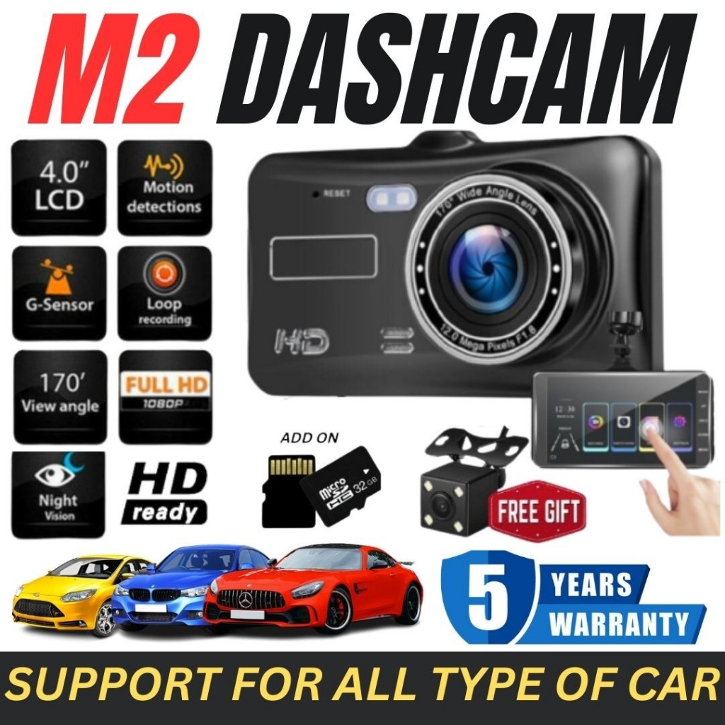 Màn hình cảm ứng Dash Cam 4 "1440P Đầu ghi DVR ô tô ống kính kép Camera trước và sau