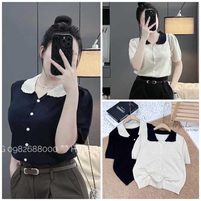 Áo polo thun nữ cộc tay mongtoghi kiểu nữ tiểu thư công sở bánh bèo hàng Qc