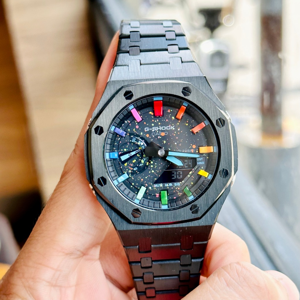 Đồng hồ nam dây thép Casio G Shock GA 2100 Custom Royal Oak Black Galaxy