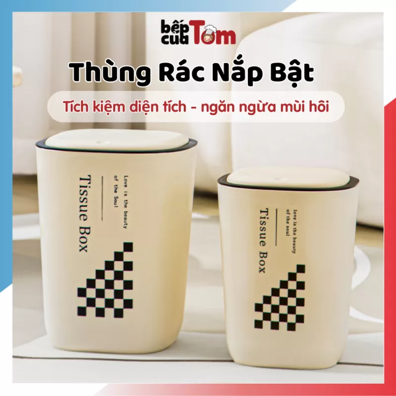 Thùng rác nắp bật nhấn nút thông minh tiết kiệm không gian, thùng rác văn phòng nhà bếp
