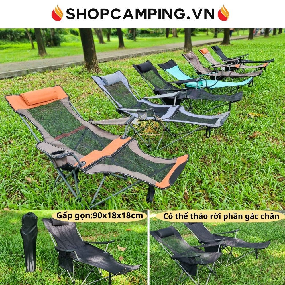 Ghế xếp thư giãn, ghế nằm văn phòng, ghế bố dài gấp gọn, bệnh viện, phượt, du lịch cắm trại - Camping VietNam