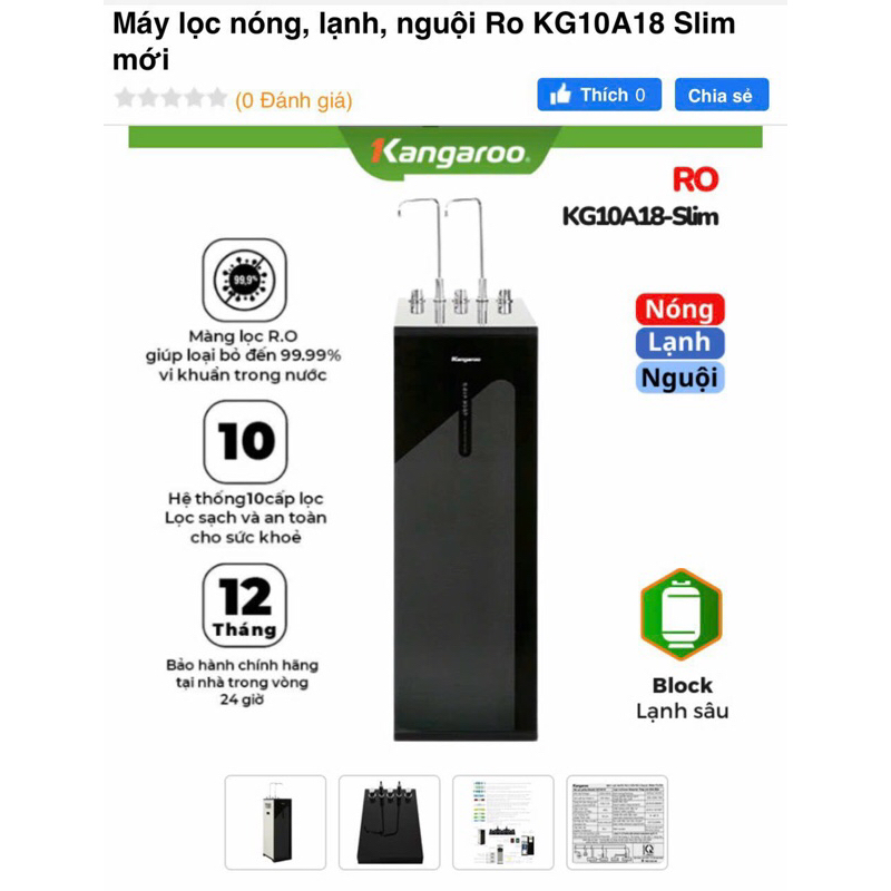 Máy lọc nước nóng lạnh Kangaroo KG10A18