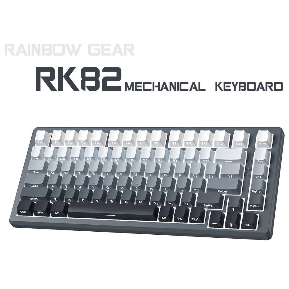 BÀN PHÍM CƠ RAINBOW GEAR RK82 SIDE ENGRAVED HOTSWAP GRANDIENT GRAY COLOR RED SWITCH