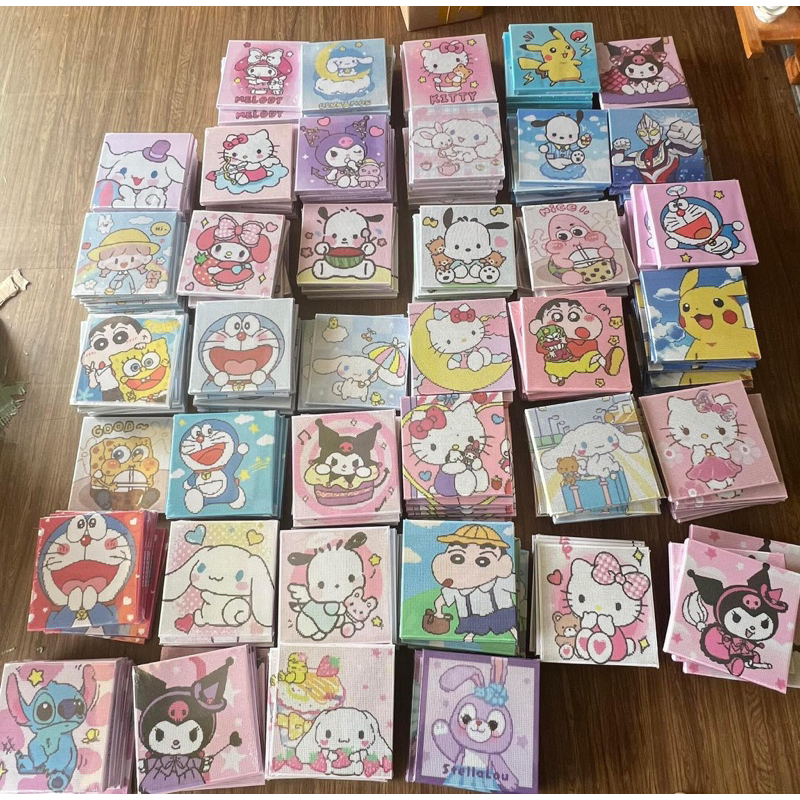 Tranh đính đá hoat hinh size 20x20cm khung gỗ căng sẵn