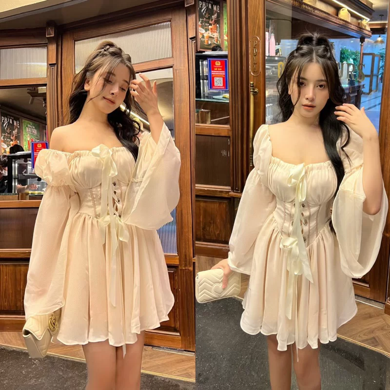 Đầm corset thắt dây ruy băng trễ vai - JULIE DRESS