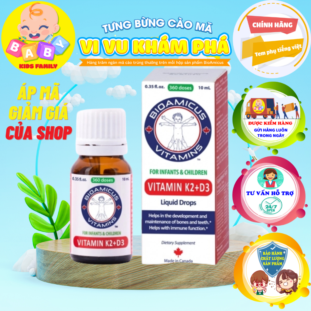 BioAmicus Vitamin D3K2MK7 10ml cho bé