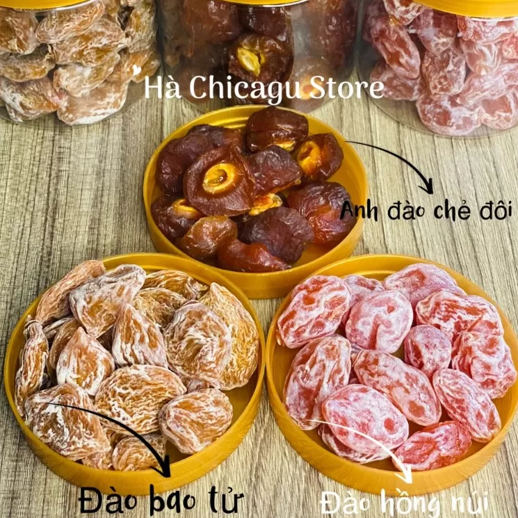 Hộp 500g Xí muội Đào mix 3 vị cao cấp VIETFOOD - Loại Đặc Biệt