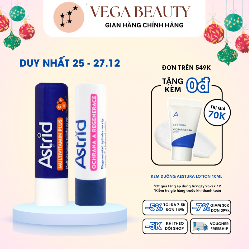 Son dưỡng môi Astrid Protective & Regenerating 4.7g từ mỡ hươu giúp môi căng mọng mịn mượt tức thì