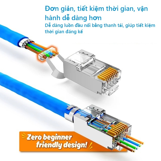 Đầu bấm mạng cat6A cat7 dùng cho cáp mạng cat6A, cat7, cat8 loại thường và xuyên thấu