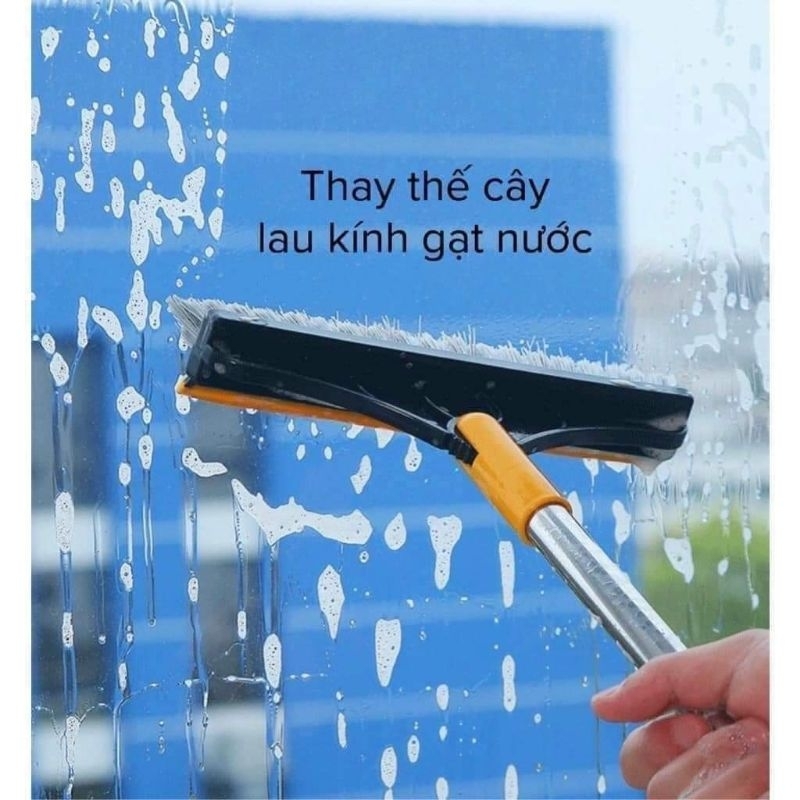 Chổi chà sàn gạt nước nhà tắm - Cọ bàn chải , lau kính đầu chổi xoay 120 dễ dàng vệ sinh