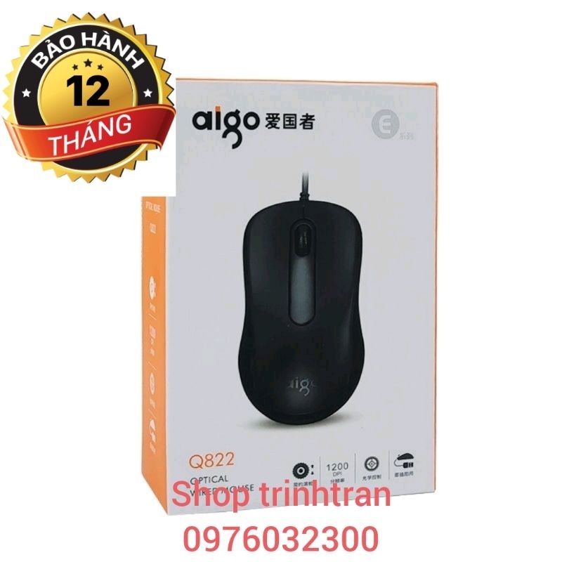 Chuột MÁY TÍNH, Chuột máy tính có dây usb Aigo Q822, miếng lót chuột độ bám cực tốt Bảo Hành 12 Tháng.