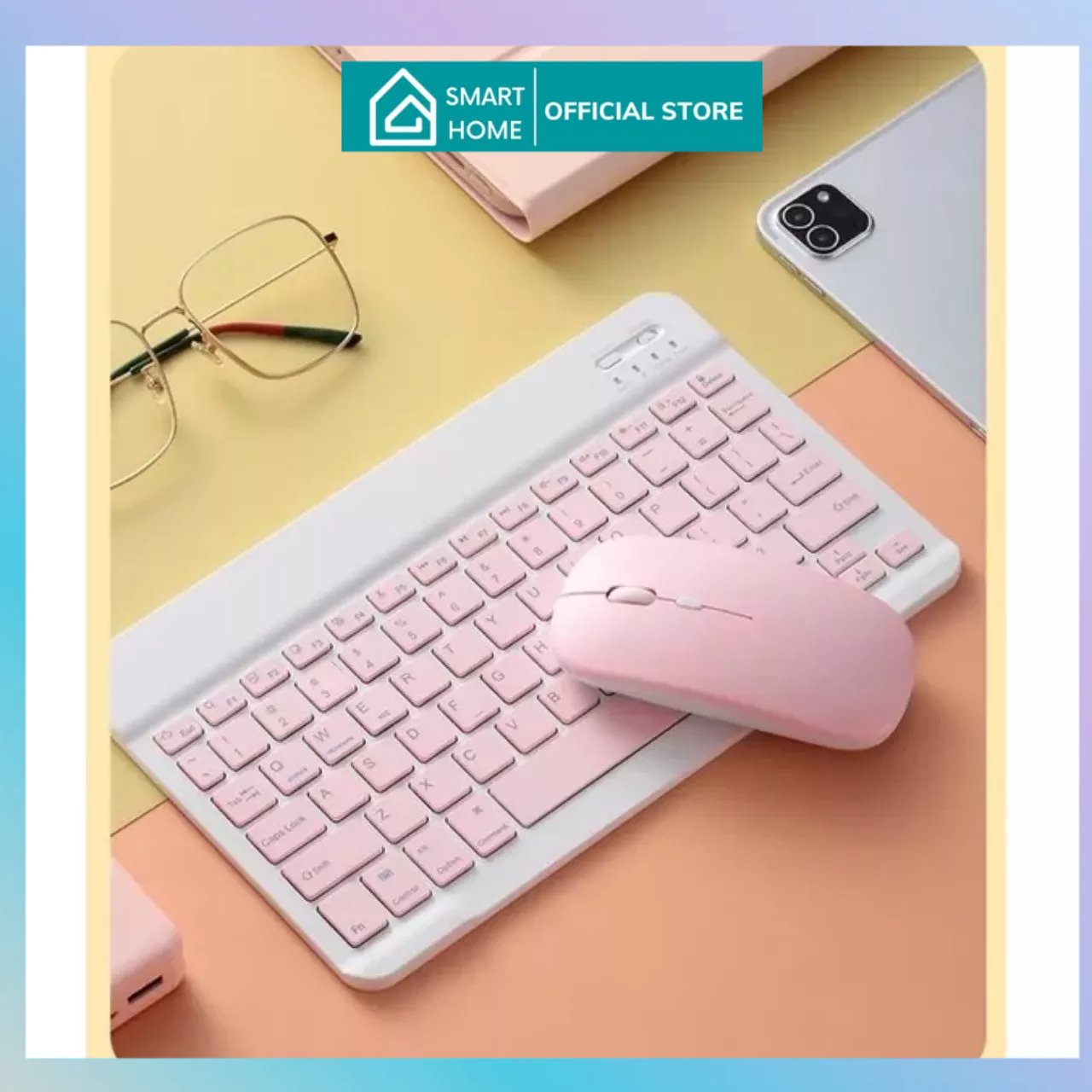 Bộ Bàn Phím Văn Phòng Và Chuột Bluetooth Không Dây 10 inch Gọn Nhẹ Cho iPad Android Tablet Windows Laptop