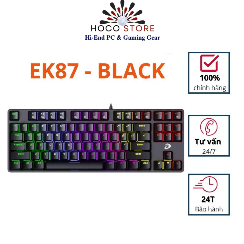 Bàn phím cơ Gaming DAREU EK87 - Black  - Led nhiều màu