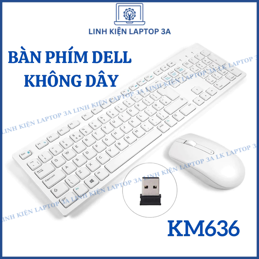 Bàn phím máy tính Dell không dây, bàn phím HP slim màu trắng cho sinh viên dân văn phòng tặng kèm chuột