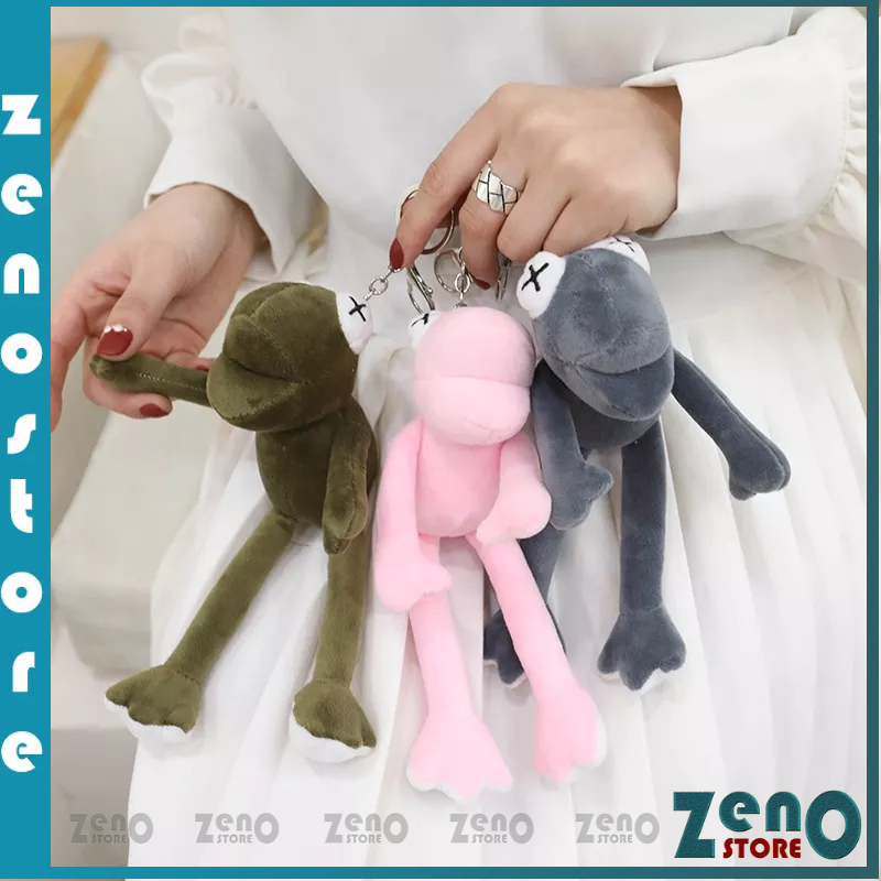 Móc khóa ếch xanh chân dài, cài balo, túi, móc chìa khóa
