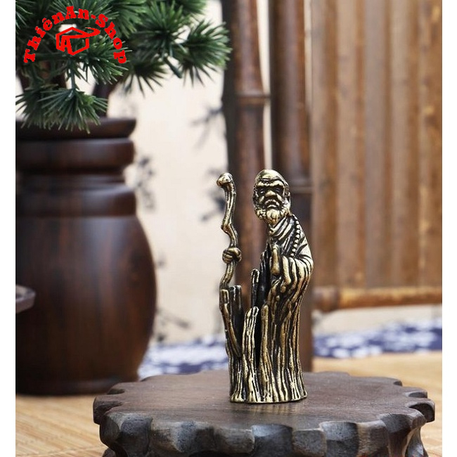 Tượng Bồ Đề Đạt Ma bằng đồng thau MINI - đồ trang trí, phụ kiện bàn trà, trang trí tiểu cảnh, làm quà tặng...