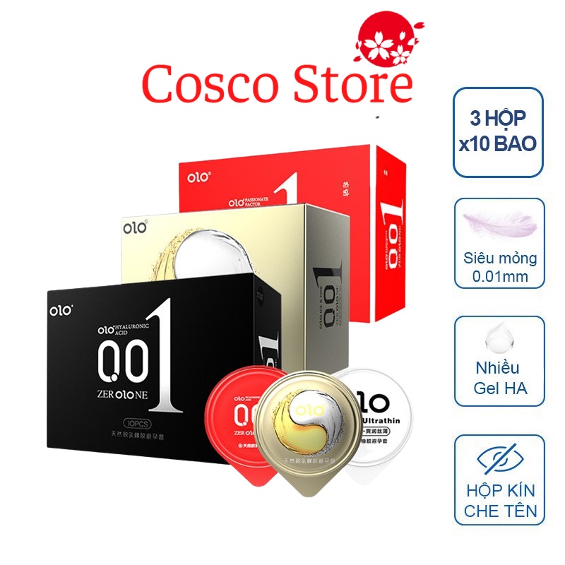 Bao cao su siêu mỏng Olo 001 nhiều gel bôi trơn, kéo dài thời gian