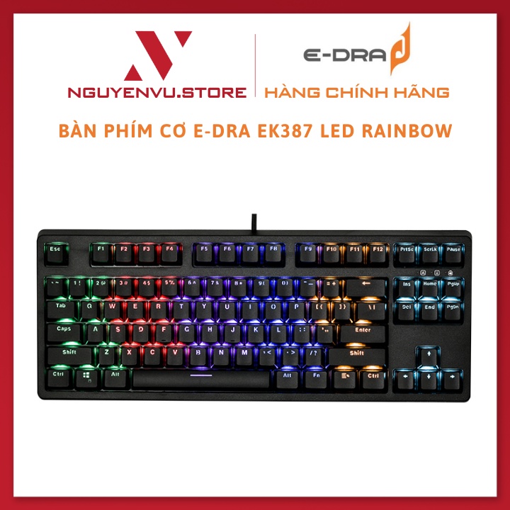 Bàn phím cơ E-Dra EK387 Huano Switch Led Rainbow - Hàng Chính Hãng