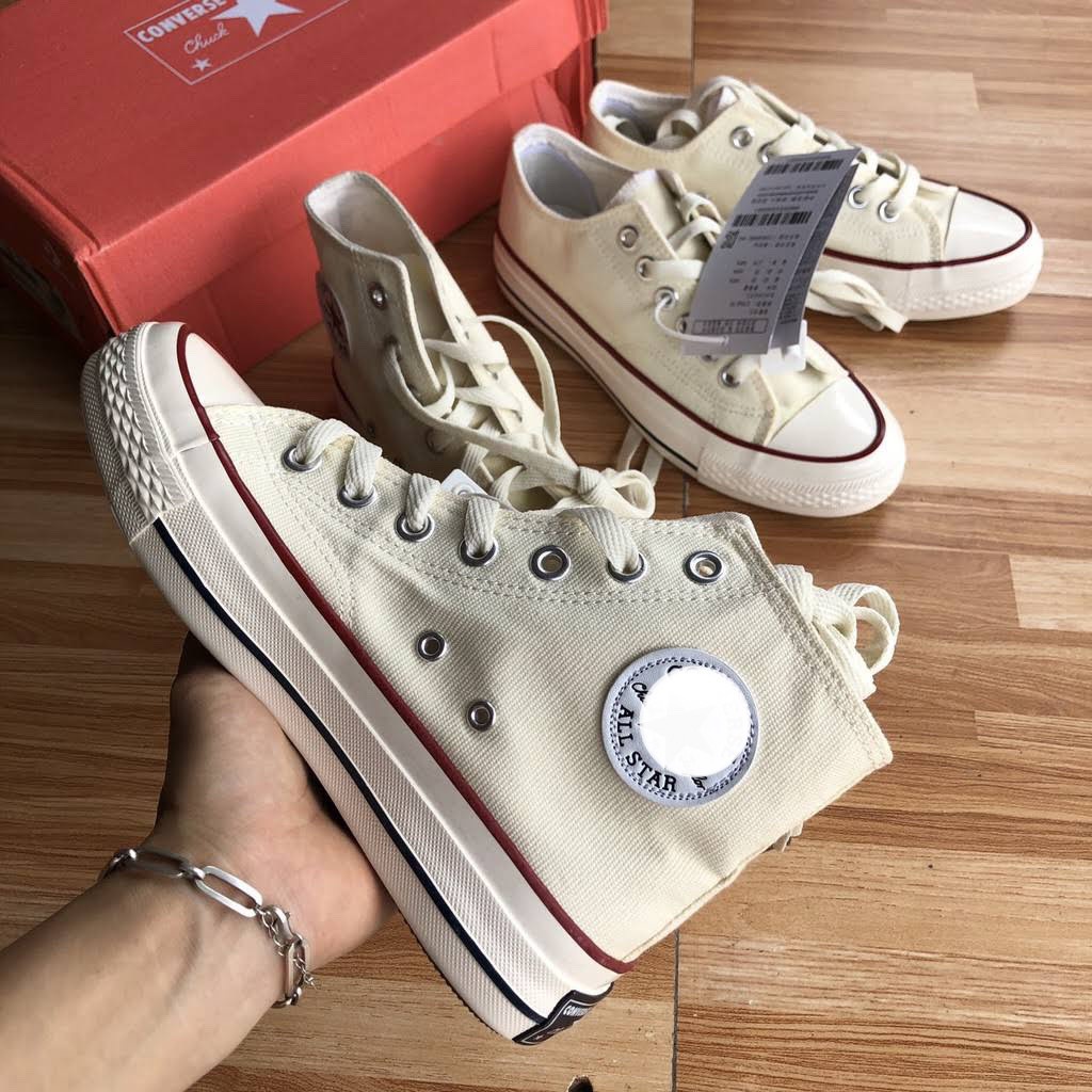 Giày Sneaker convese kem , đen , giày thể thao nam nữ cổ thấp, cổ cao