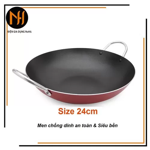 Chảo 2 quai - Chảo sào - Chảo chống dính 2 quai sâu lòng size 24 cm cao cấp công nghệ Hàn Quốc