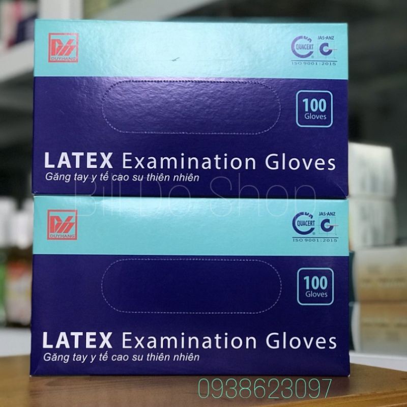 Thùng 10 Hộp Găng tay cao su y tế Latex có bột Duy Hàng Size XS,S,M,L