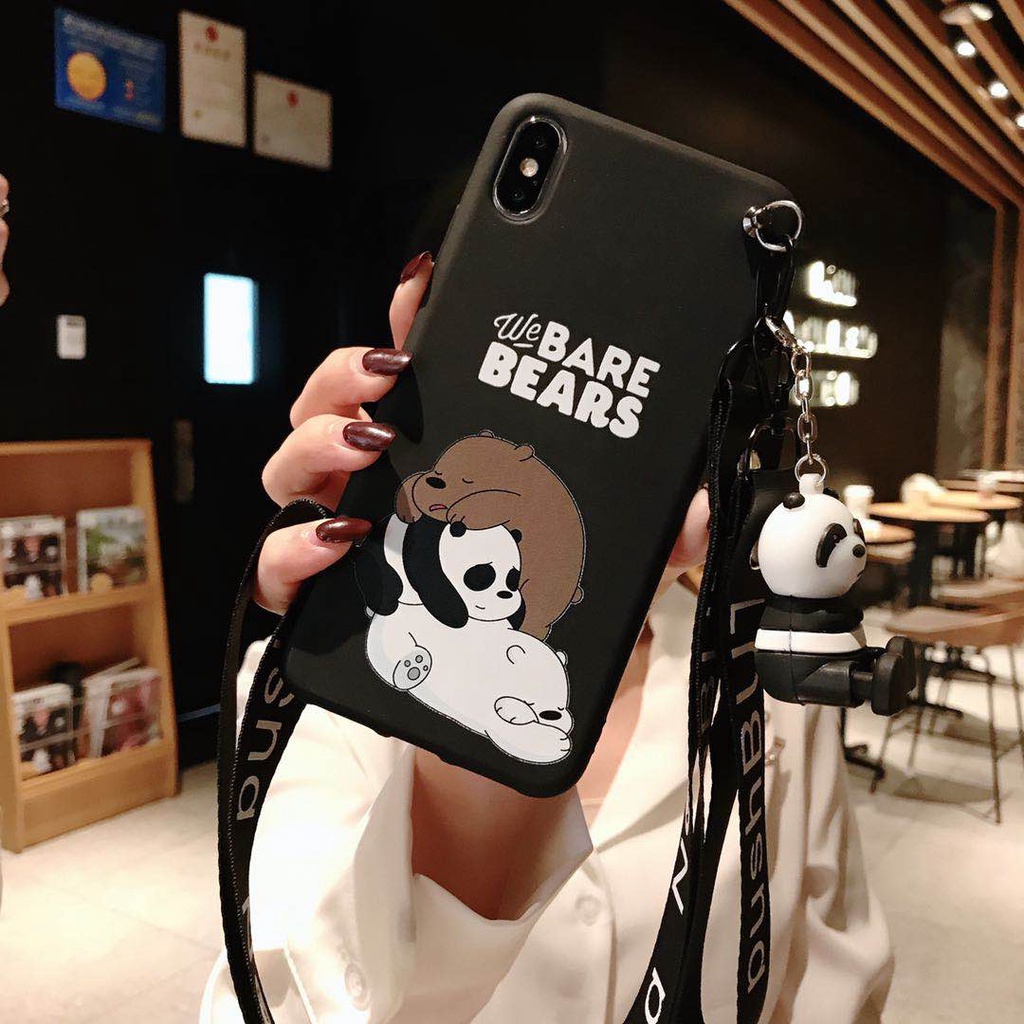Ốp Điện Thoại Mềm Đục In Hình We Bare Bears Hoạt Hình Có Dây Đeo Cho OPPO Reno3 Reno 2Z 2F A8 A31 A5 A9 2020 A3 A3S A5S AX5 AX7 A37