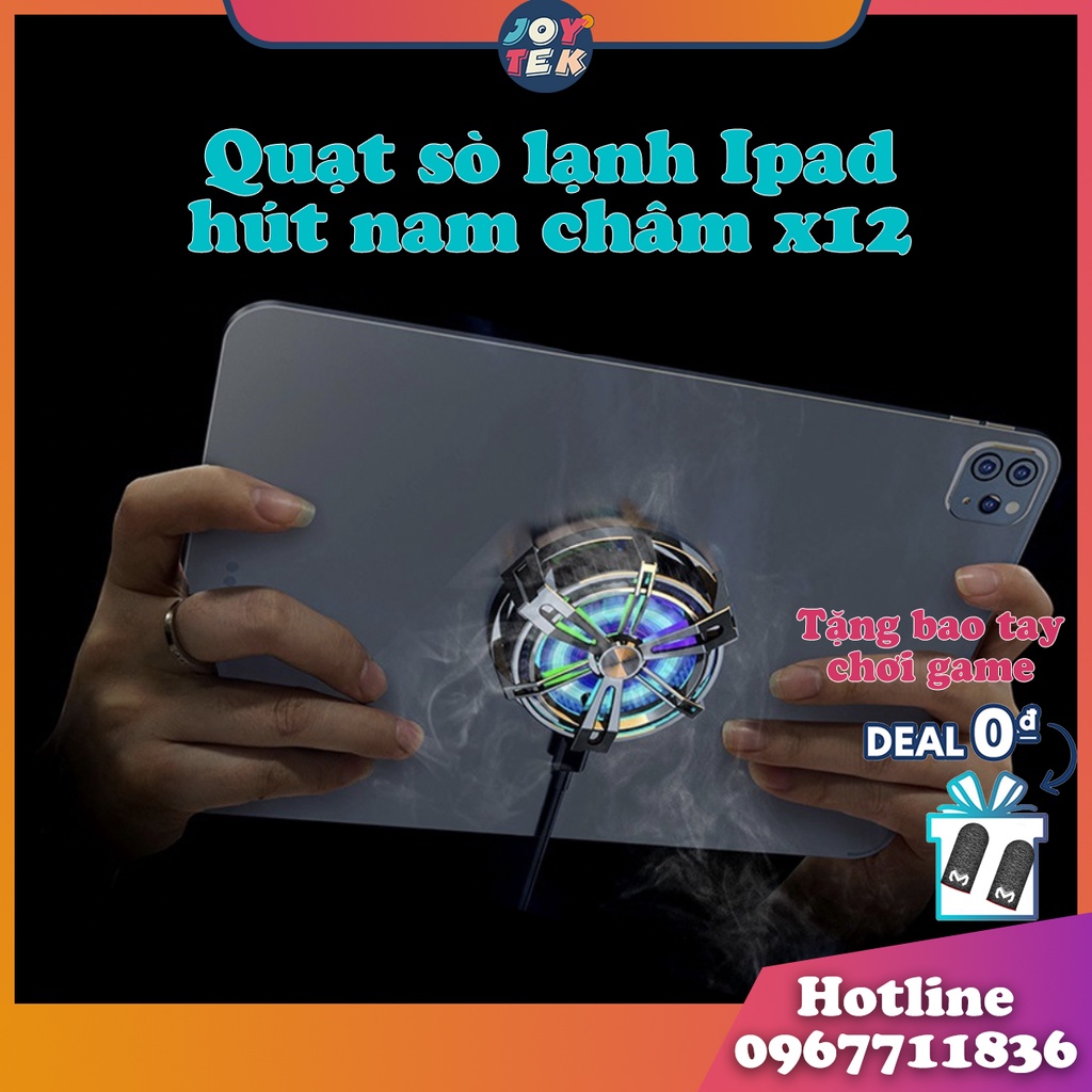 Quạt tản nhiệt sò lạnh cho điện thoại và ipad X12 và X13  - Quat tản nhiệt hút nam châm phiên bản nâng cấp cho ipa