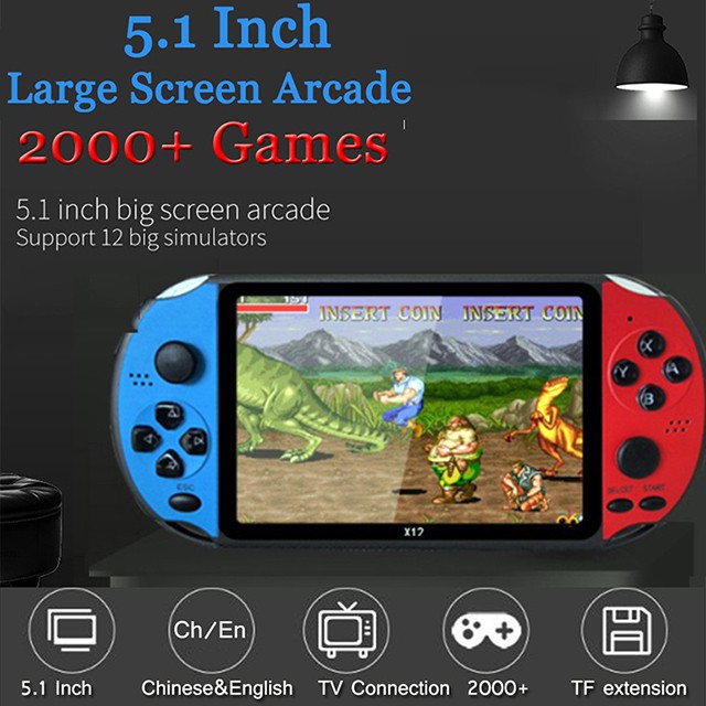 Máy chơi game cầm tay X12 PSP tích hợp hơn 2000 trò chơi màn hình 5.1" 8gb hỗ trợ máy ảnh/ video/ sách điện tử NES GBA