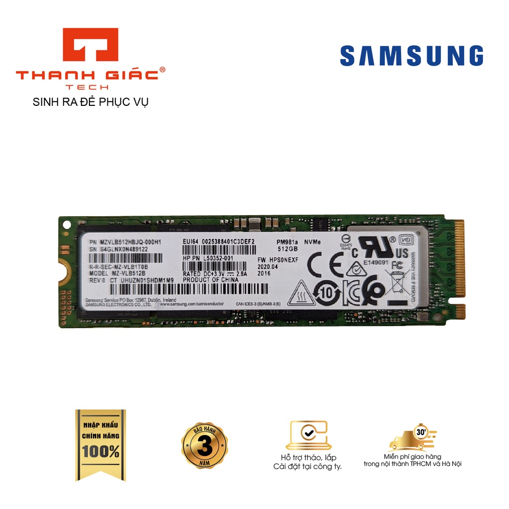 Ổ cứng SSD Samsung PM981A 256Gb/512Gb/1000gb- chính hãng,bảo hành 3 năm 1 đổi 1